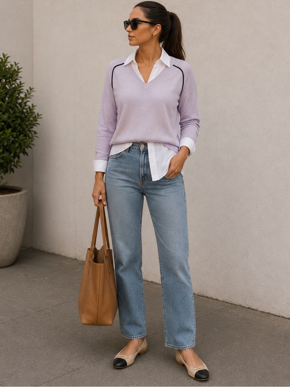 J.Crew piped merino wool sweater